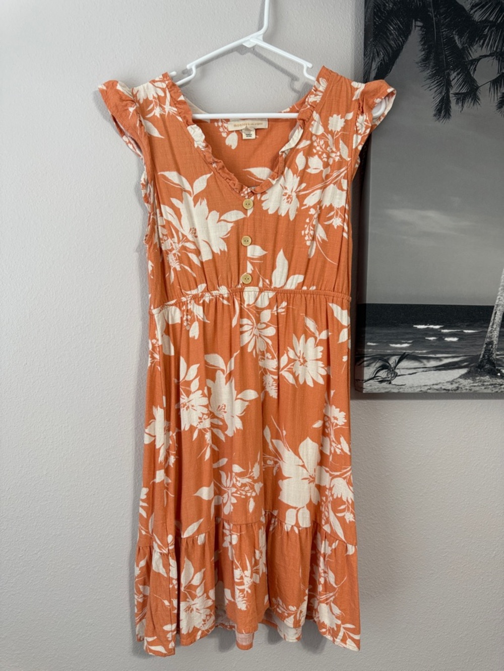 Monteau Floral Midi Dress with Ruffle Trim